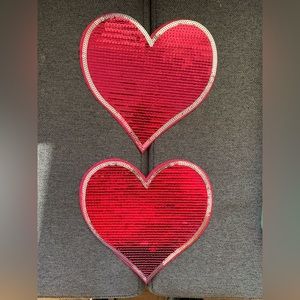 Set Of 2 Hot Pink Heart Sequin Patches—Brand New!!